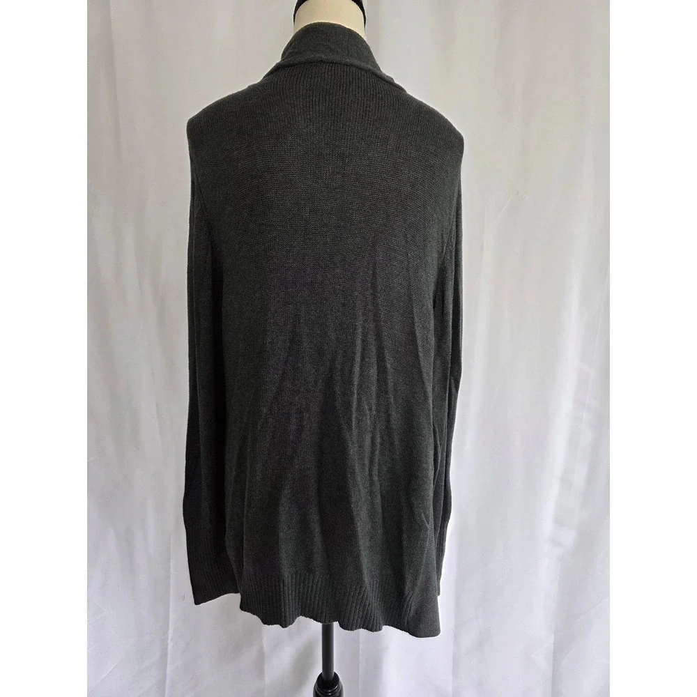 White House Black Market Women's‎ Open Front Heather Gray Knit Cardigan L